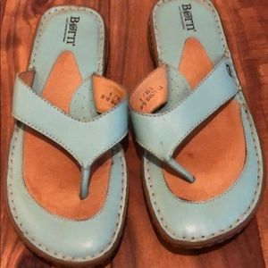 Light Blue Leather Born Flip Flops